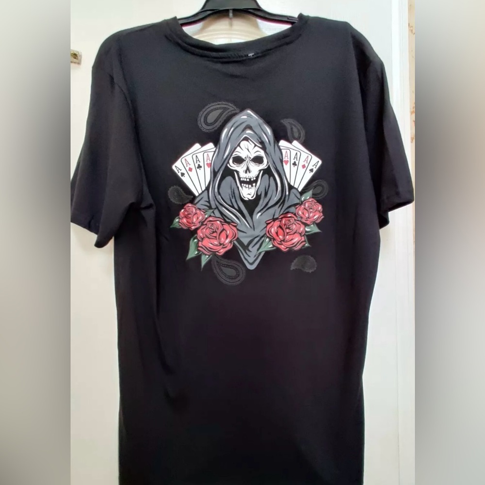 Taco Tuesdays Halloween Graphic Tee Shirt Aces Reaper Roses Mens Size XL NEW